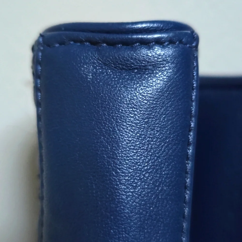 Tory Burch Blue Leather Quilted Mini Purse Charm Keychain